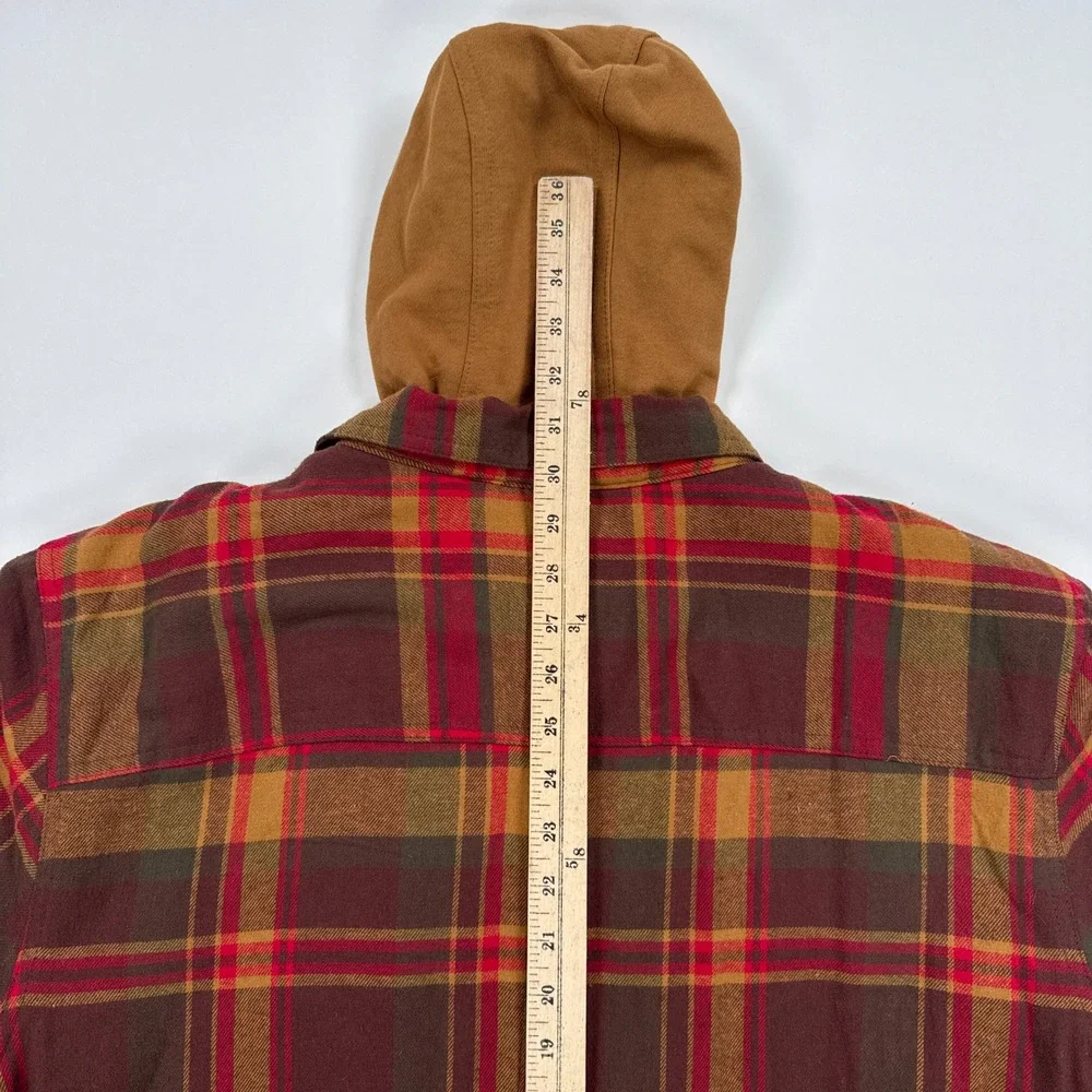 Legendary Whitetails Mens Shirt Jacket XL Red Plaid Maplewood Hooded Flannel